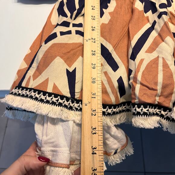 NWT Patbo Orange & Black Geometric Pattern Fringe Trim Mini Dress Size 8 - Picture 8 of 8